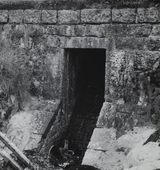 Tiree, Hynish and Lighthouse Establishment.
Detail of mouth of conduit in North wall of dock.