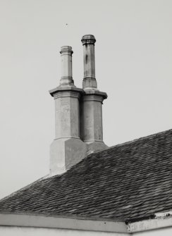 View of principle's house octagonal chimney stacks and fireclay cans.