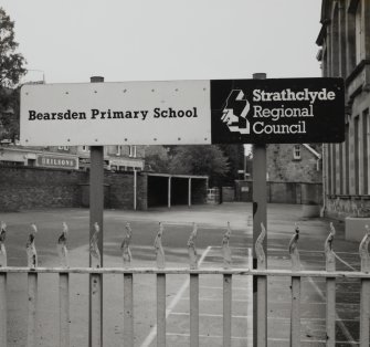 Detail of Strathclyde Regional Council school sign.