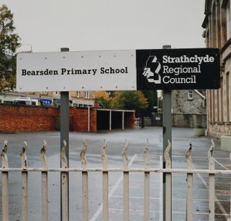 Detail of Strathclyde Regional Council school sign.