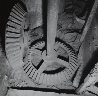 Interior.
Detail of bevel gears at base of upright shaft.