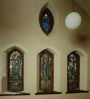 Interior.
View of stained glass windows.