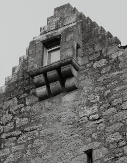 Detail of high level corbelled outshot on South wall.