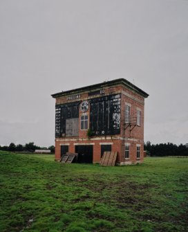 View of race information building from South