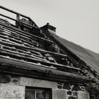 Detail of exposed roof structure after removal of thatch.