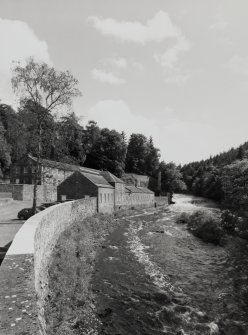 General view from N showing Dye Works in the context of the River Clyde