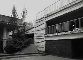 View of relief decoration on side wall of South car park.