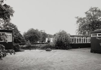 View of courtyard and sundial from West.