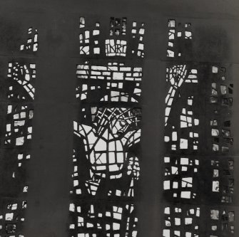 Interior
Detail of stained glass on North wall.