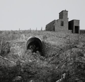 View from SSW of entrance to No. 4 drift mine and mine fan house.