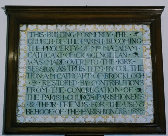 Interior. Detail of  1888 tiled plaque