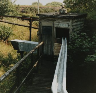 Detail of AY48 'Interrupter House' (structure through which NG guttering passed where flow of NG could be stopped or interrupted in an emergency) ( (NS 2872 3983), between No. 1 Nitroglycerine Unit on Hill No. 2 to 'C' House AC2 (NS 2876 3983)