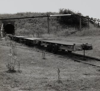 Detailed view of typical distribution bogeys, used to transfer materials around the site on narrow-gauge railway (and hauled by small diesel locomotive)