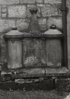 Detail of date plaque to rear of house.