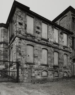 Detailed view of W side of office building, at W end of works, photographed 23 April 1992