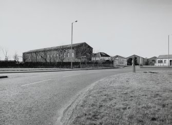 View from E of large storage building