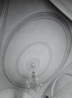 Interior. View of stair hall elaborate plaster ceiling