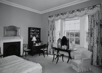 Interior. View of first floor central S bedroom from NW