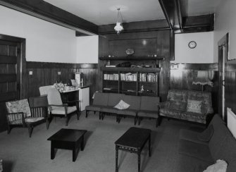 Interior. Ground floor Common room View from W showing blocked fireplace