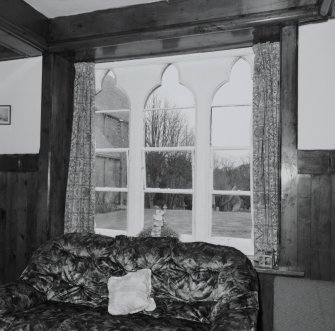 Interior. Ground floor Common room Detail of mullioned gothic window