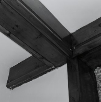 Interior. Ground floor Common room Detail of roof beams