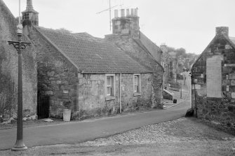 View from East of buildings on South side of Brunton Street, Falkland, looking towards High Street.