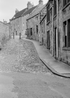 General view of buildings in Brunton Street, Falkland, from High Street.