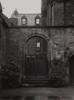 Skelmorlie Castle. View from courtyard of original entrance arch.