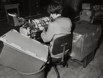 368 Alexandra Parade, WD & HO Wills Tobacco Factory, interior
View of stem booking machine for leaf tobacco, secondary production area, cigars, first floor