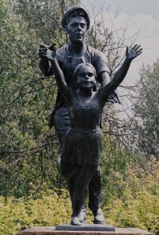 View of statue "Heritage and Hope" by Vincent Butler from W