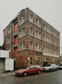 View from SW of block at 99 Moncur Street/42 Bain Street, showing the S and W sides of the building