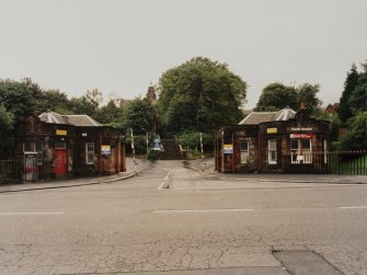 View of lodges and gates from Bilsland Drive