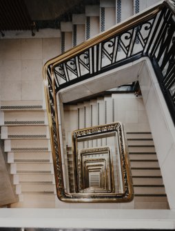 Interior. View down well of main stair