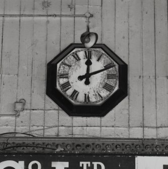 Glasgow, 60-106 Candleriggs, City Hall and Bazaar, interior.
Detail of clock on West wall.