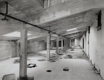 Castlebank Street, Meadowside Granary, interior
View from West along top floor of 1937 granary block showing silo hatches