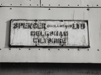 Castlebank Street, Meadowside Granary
View of 'Spencer' grain handling plant nameplate on Meadowside Quay