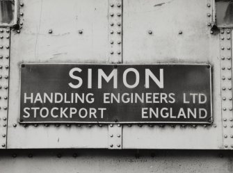 Castlebank Street, Meadowside Granary
View of 'Simon' grain handling plant nameplate on Meadowside Quay