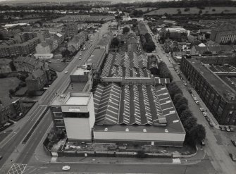 Glasgow, Caxton Street, Barr and Stroud's Works.
Elevated general view from South of Works with periscope Test Tower.