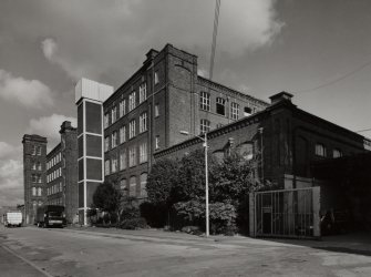 Glasgow, 121 Carstairs Street, Cotton Spinning Mills.
View from SW of W side of mill.