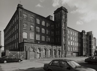 Glasgow, 121 Carstairs Street, Cotton Spinning Mills.
View from NW of W side of mill.