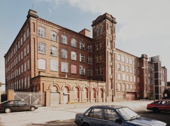 Glasgow, 121 Carstairs Street, Cotton Spinning Mills.
View from NW of W side of mill.
