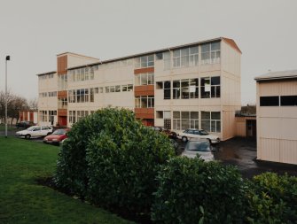 View of main 3 storey classroom block from Southwest