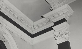 Glasgow, 10 Craigpark, Regent Place Church, interior.
Detail of plaster pilaster capital and cornice on first floor.