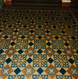 Glasgow, 4 Clairemont Gardens, Buchanan Bridge Club, interior.
Detail of mosaic, inner hall, ground floor.
