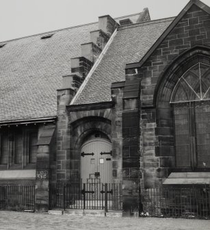 Glasgow, 69 Dixon Road, New Bridgegate Church.
General view of main entrance to halls in South wall.