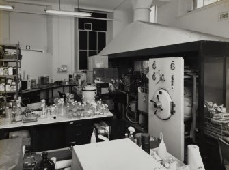 Interior.
View of genetics lab preparation room from E.