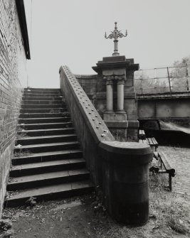 View of stair and abutment at NW end