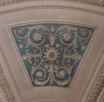 Glasgow, 176 Duke Street, Sydney Place United Presbyterian Church, interior.
Detail of main Church upper gallery ceiling plasterwork.