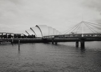 View of 'Armadillo' from SW from S bank of River Clyde.
