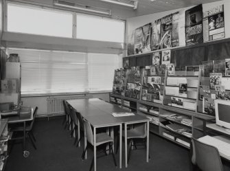 Interior. Main block, view of careers library